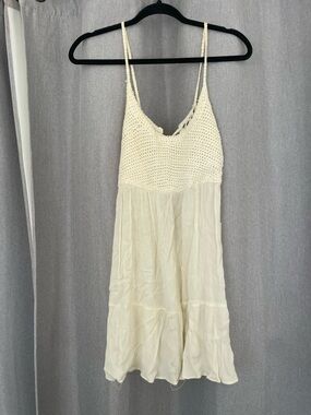 Umgee Ivory Crochet Tank with Lined Knit Bodice